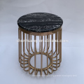 New design stainless steel side table gold color coffee table with marble top